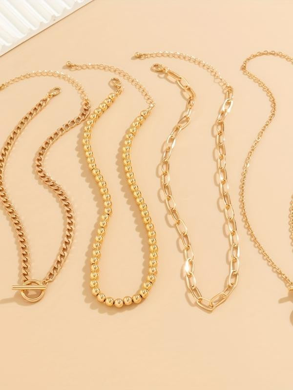 Layered Gold Heart Pendant Necklace Set