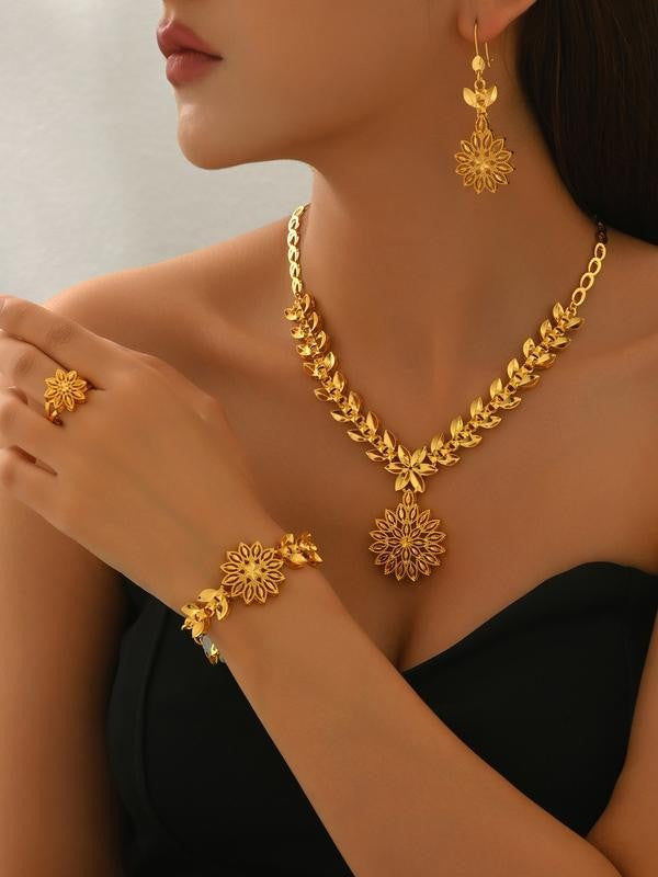 Alloy Flower Jewelry Set