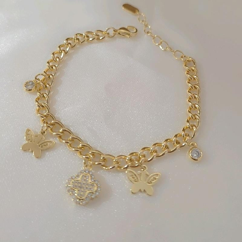 14k Multi Heart Charm Bracelet