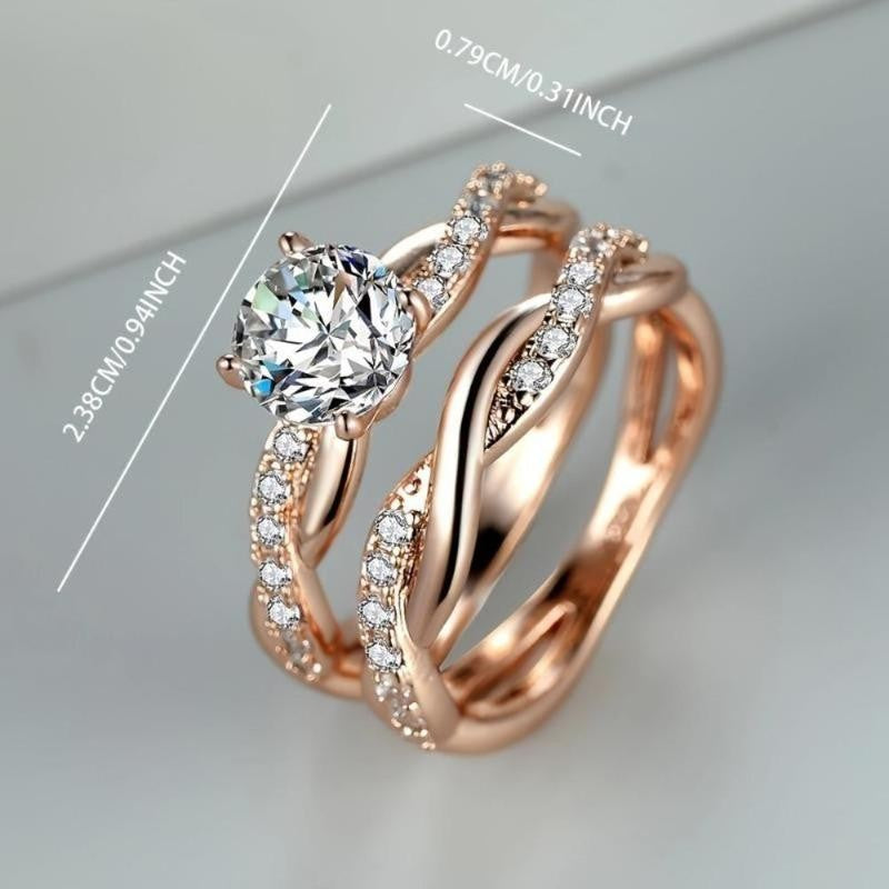 Infinity Twist Zirconia Couple Ring Set