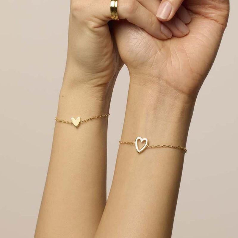 Adjustable Matching Heart Bracelet Set