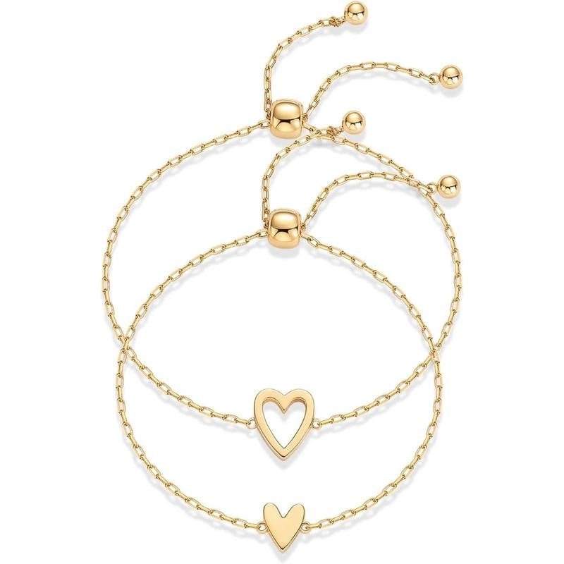 Adjustable Matching Heart Bracelet Set