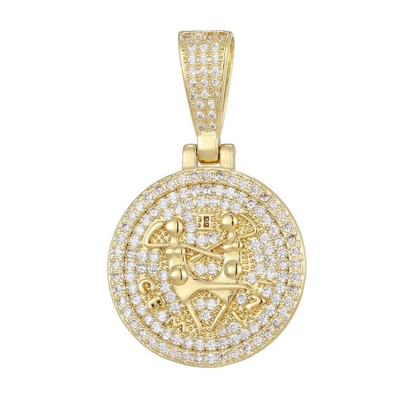Round Zodiac Coin Pendant Necklace