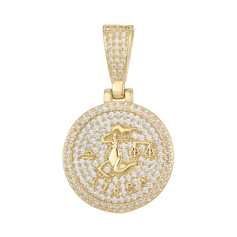 Round Zodiac Coin Pendant Necklace