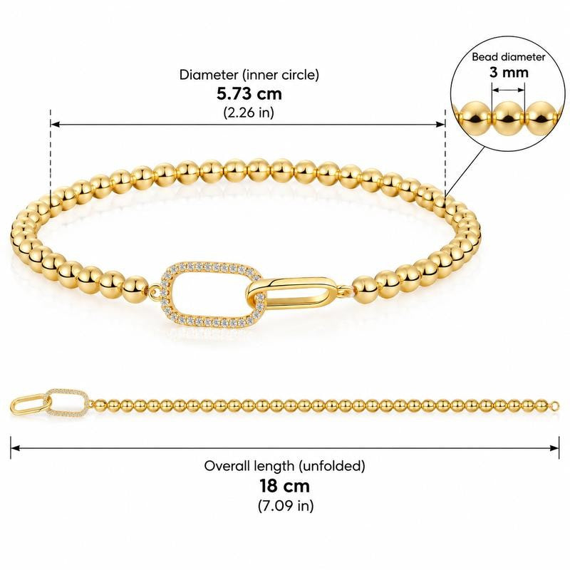 14k Beaded Link Charm Bracelet