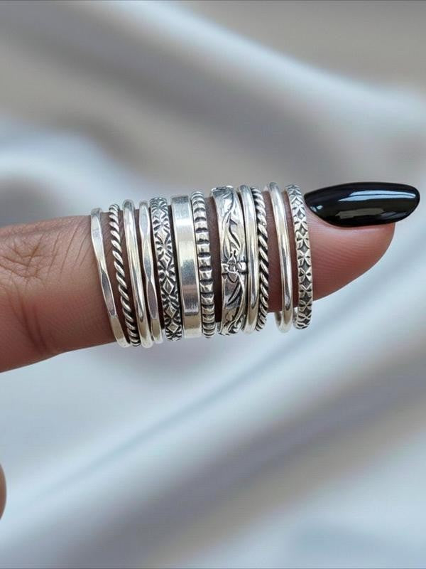 Vintage Floral Stackable Ring Set