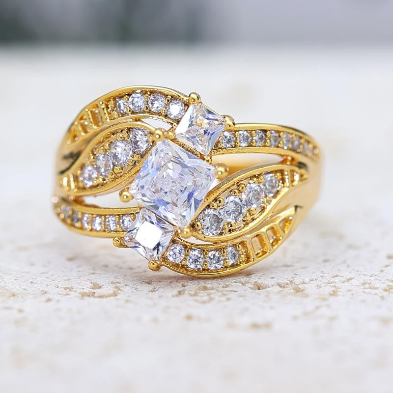 Intertwined Princess Cut Zircon Ring