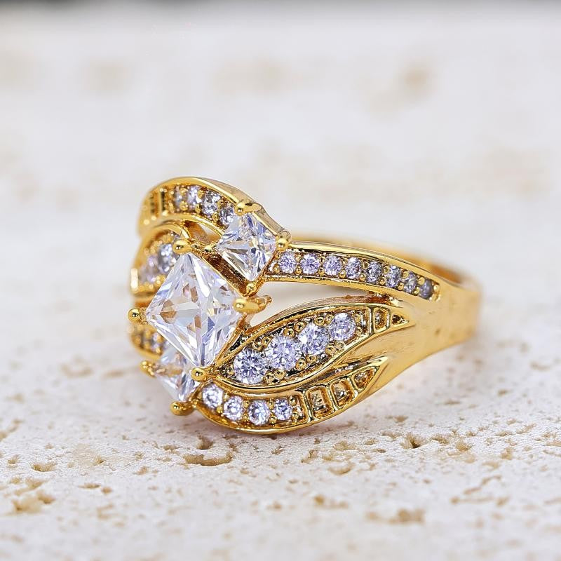 Intertwined Princess Cut Zircon Ring