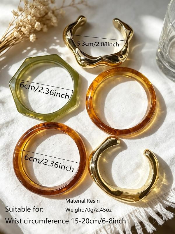 Irregular Resin Cuff Bracelet Set