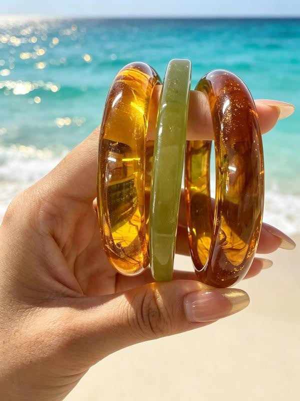 Irregular Resin Cuff Bracelet Set