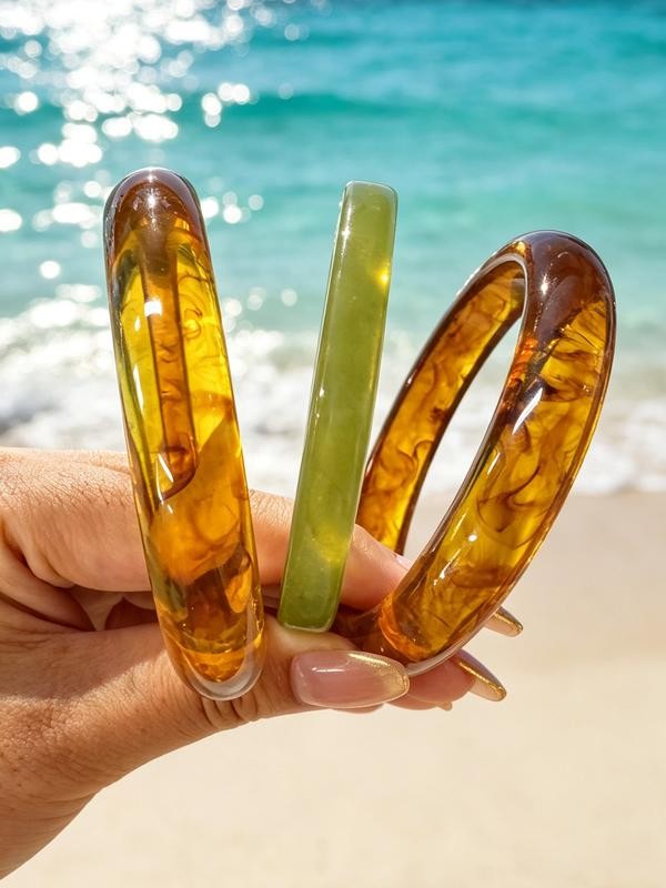 Irregular Resin Cuff Bracelet Set