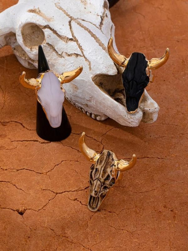 Adjustable Western Bull Skull Ring