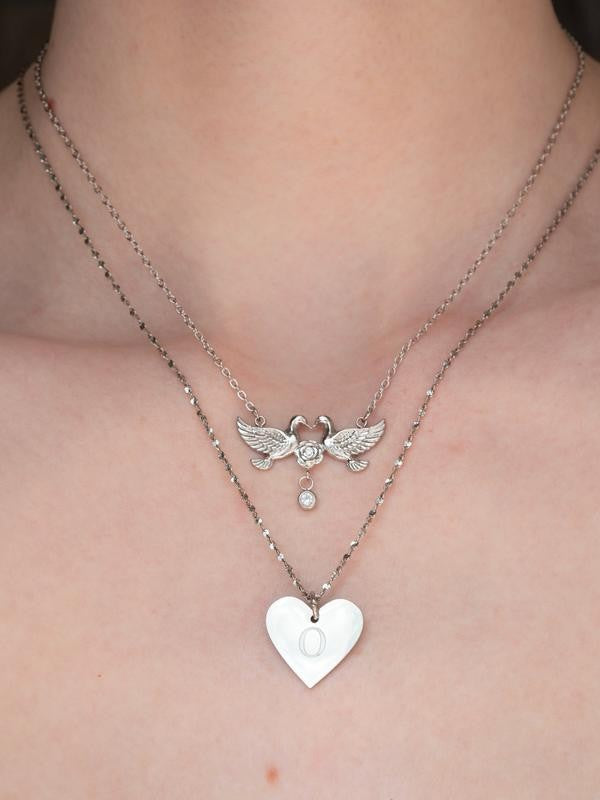 Silver Double Dove Pendant Necklace