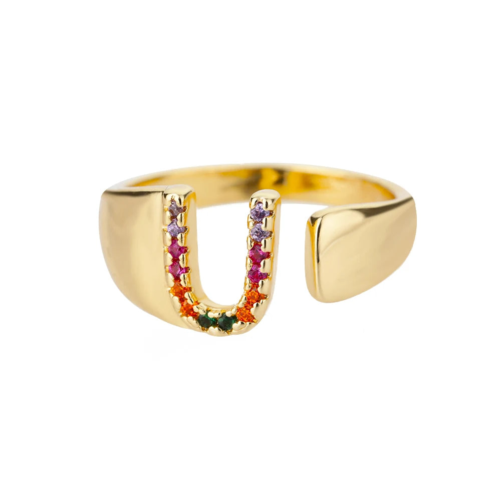 Rainbow Letter Ring