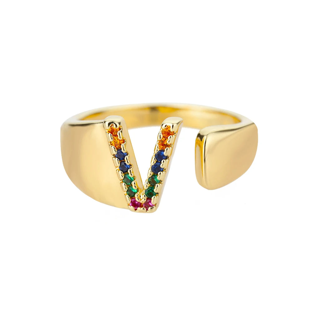 Rainbow Letter Ring