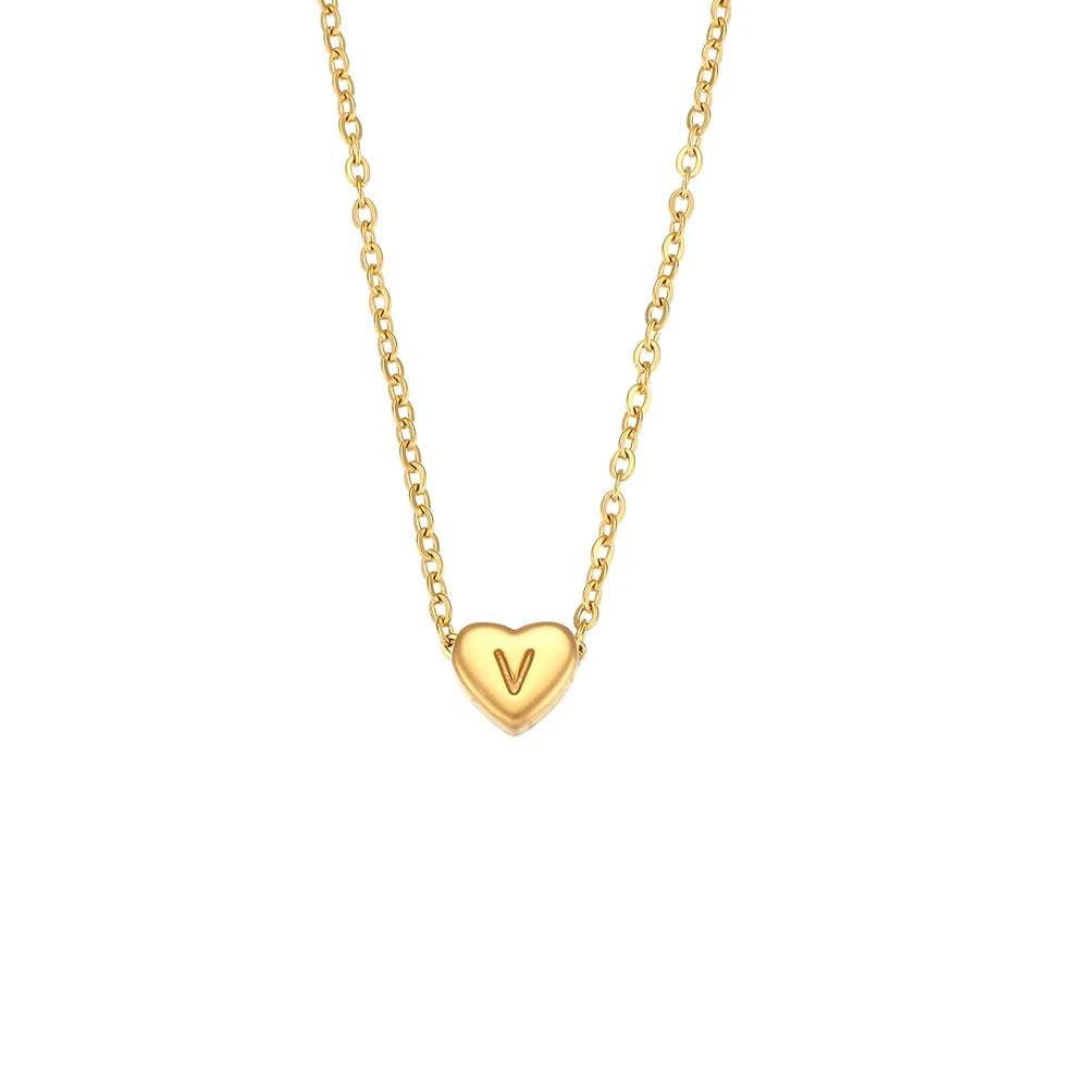 Small Heart Letter Necklace