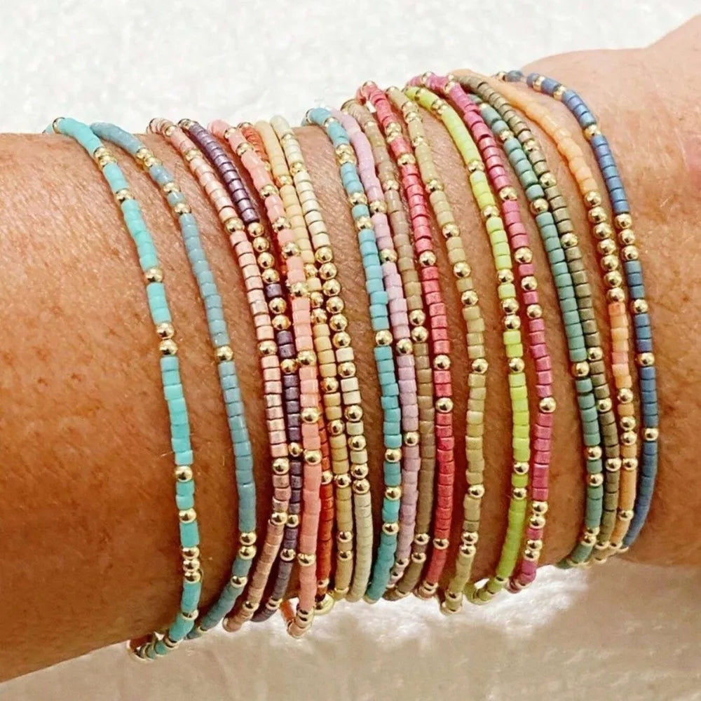 19 PCS Colorful Beaded Stackable Bracelet Set