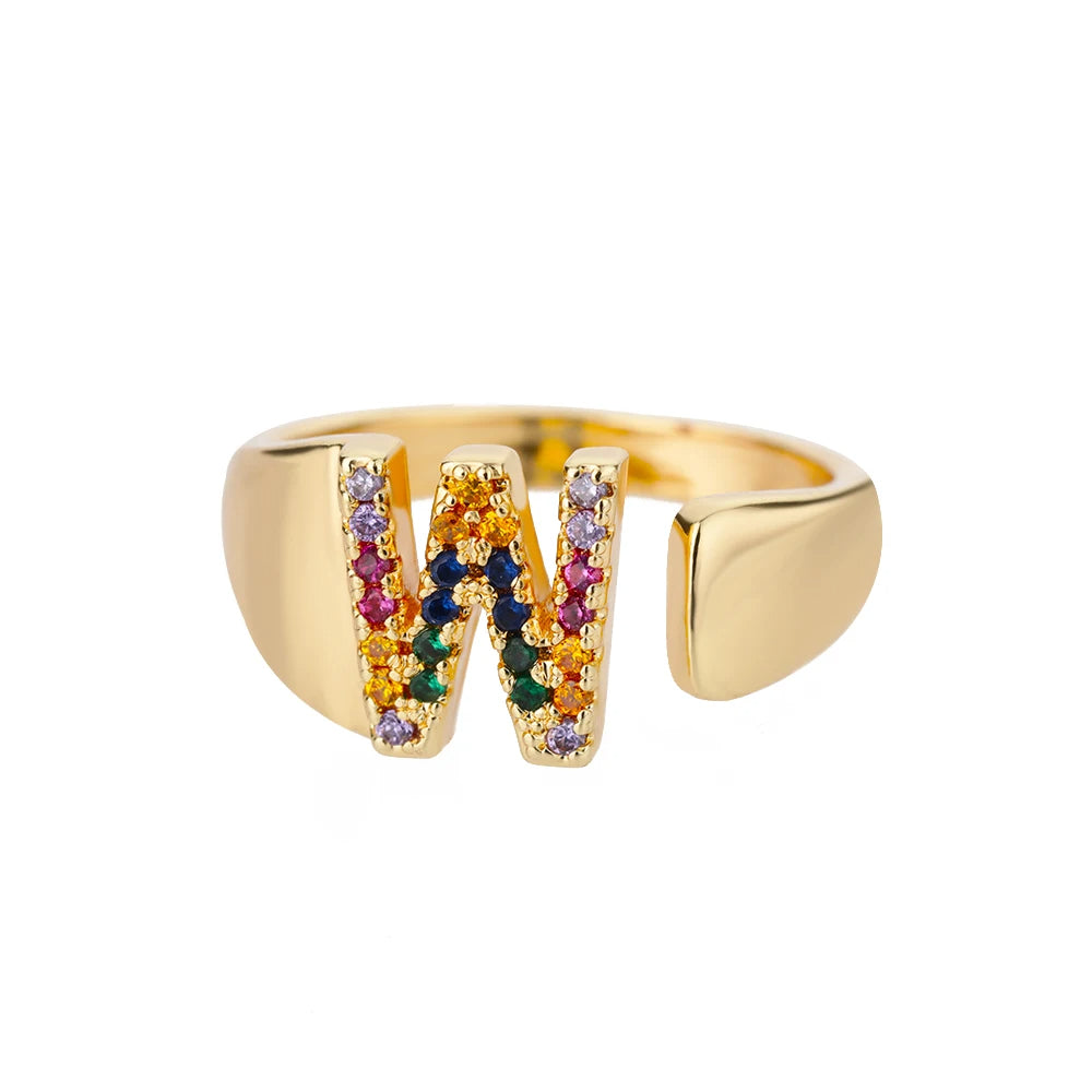 Rainbow Letter Ring