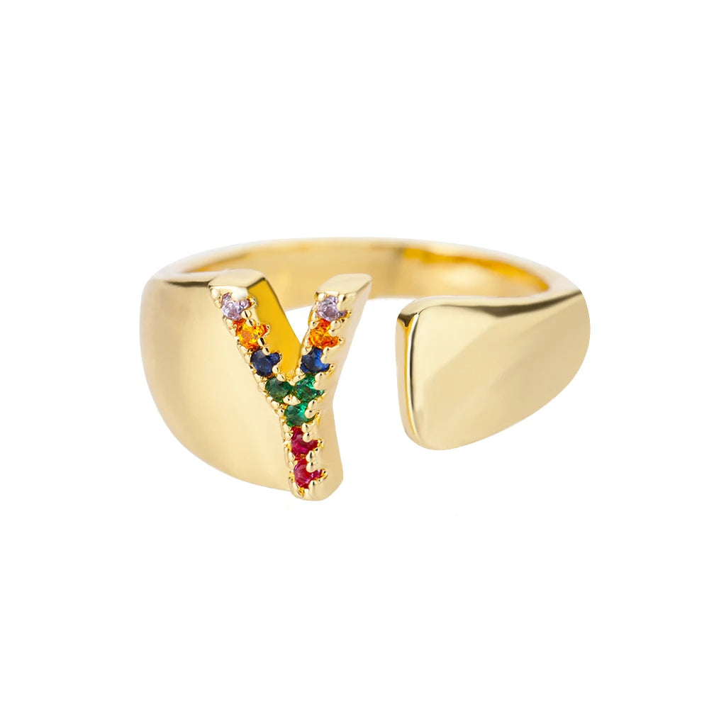 Rainbow Letter Ring
