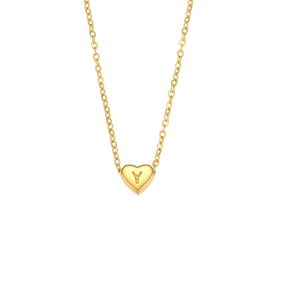 Small Heart Letter Necklace