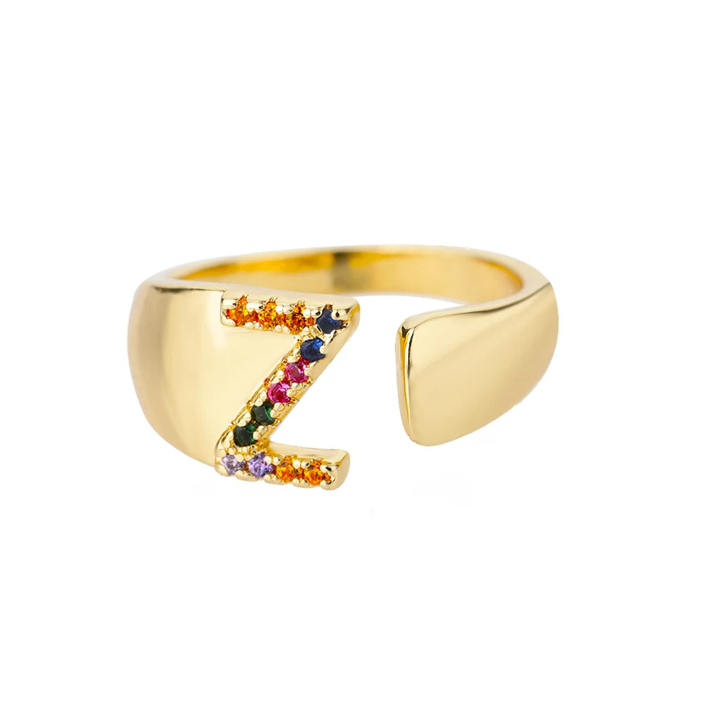 Rainbow Letter Ring