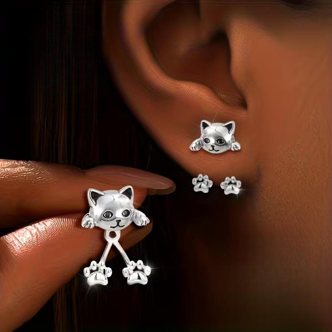 S925 Cat Paw Earrings