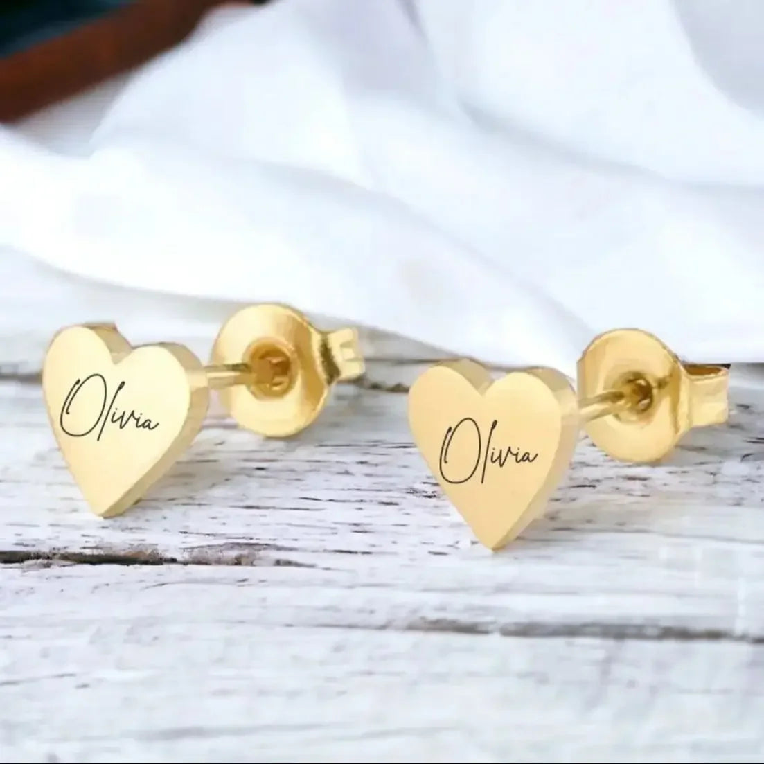 Custom Heart Name Earrings