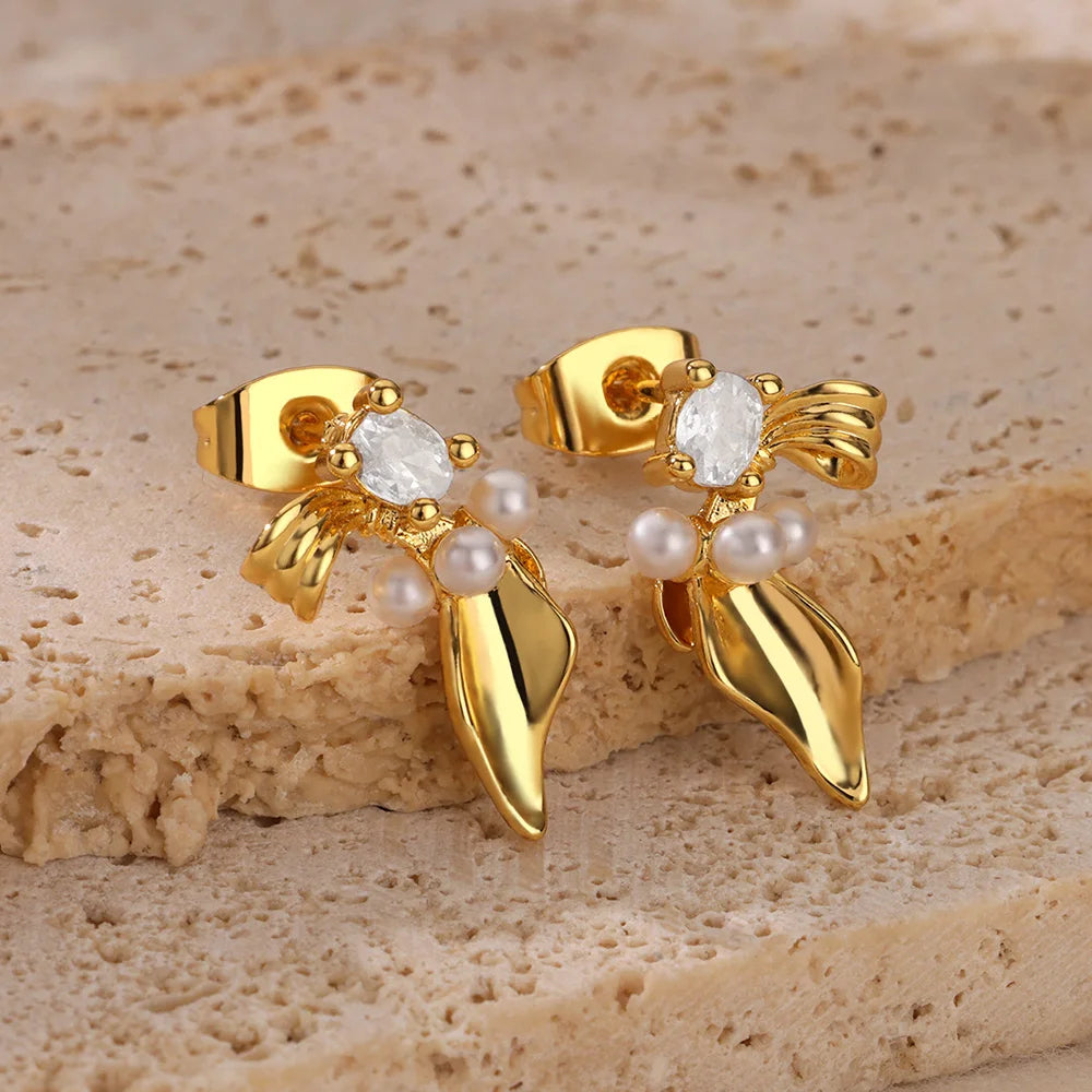 Zircon Pearl Earrings