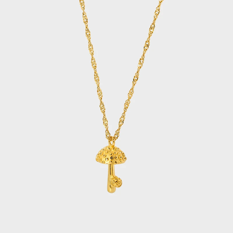 Gold Mushroom Necklace