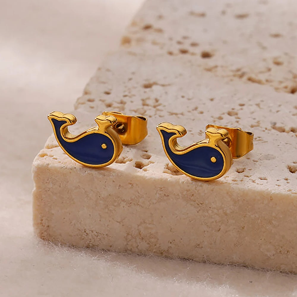 Whale Stud Earrings
