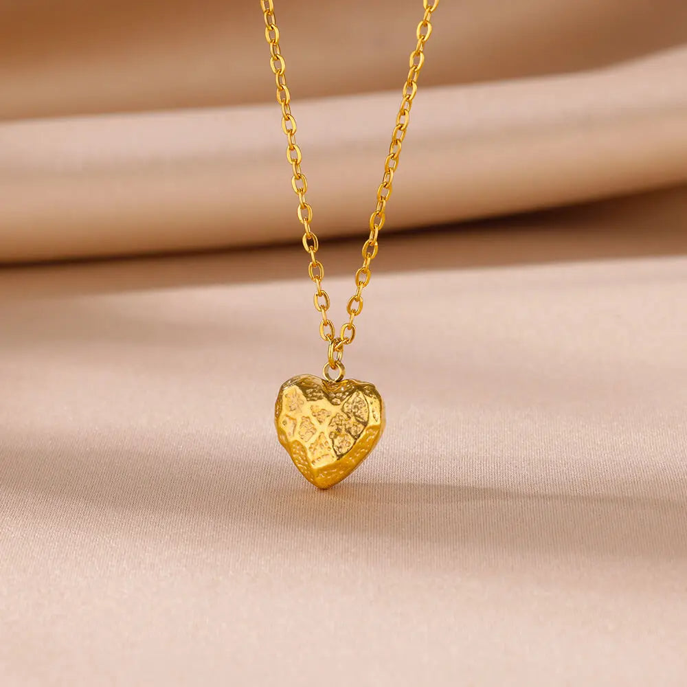 Wrinkled Heart Necklace