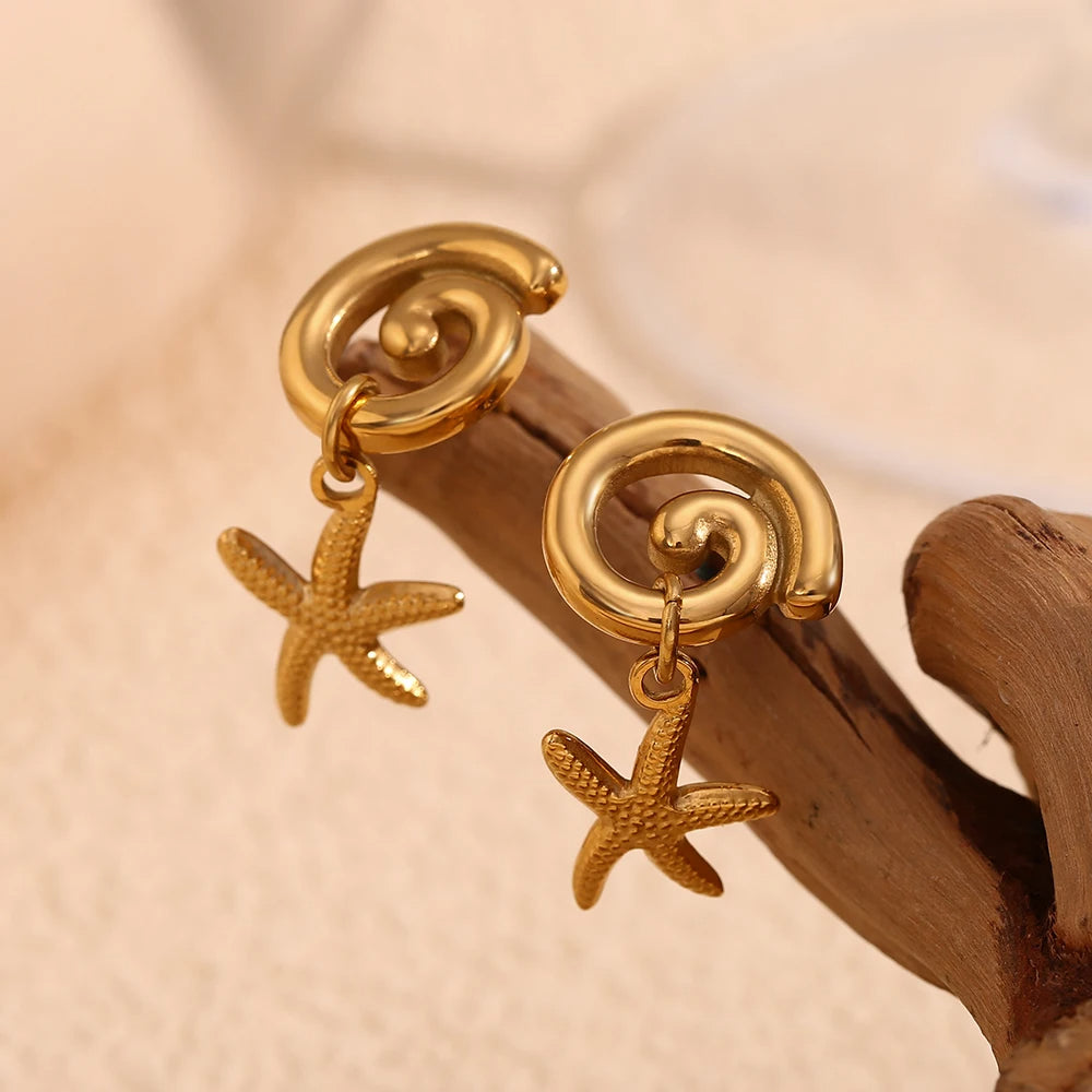 Spiral Starfish Earrings