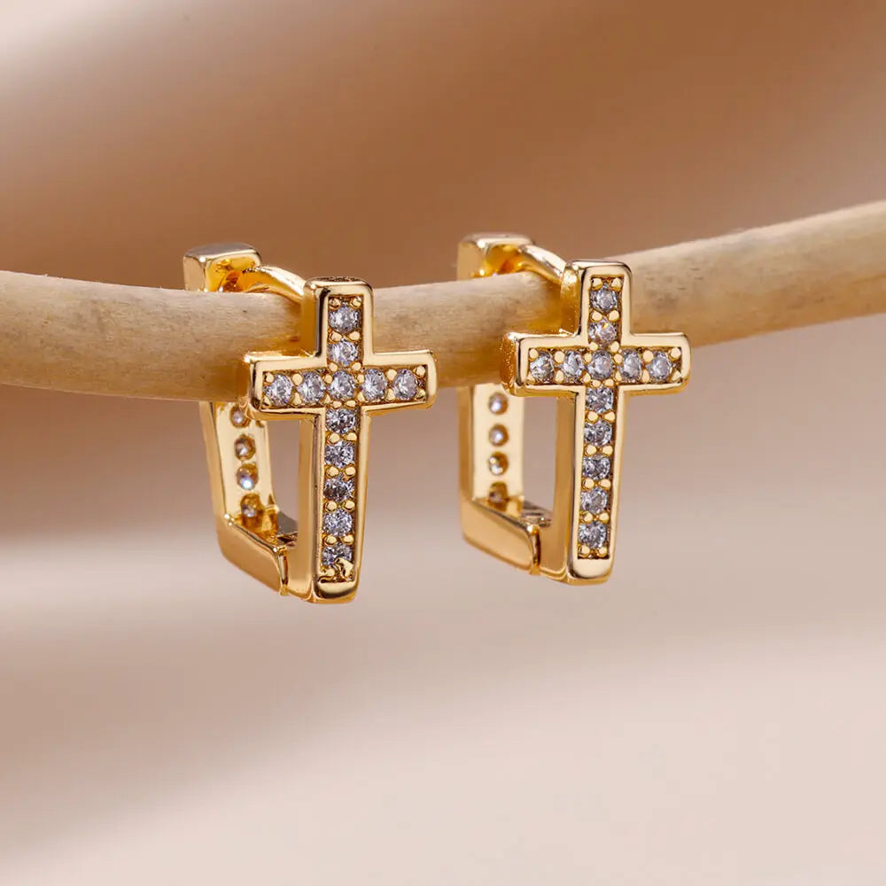 Cross Zircon Earrings