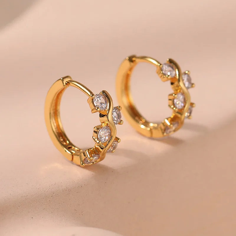 White Zirconia Hoop Earrings