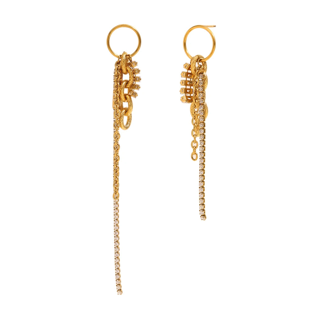 Zircon Tassel Earrings