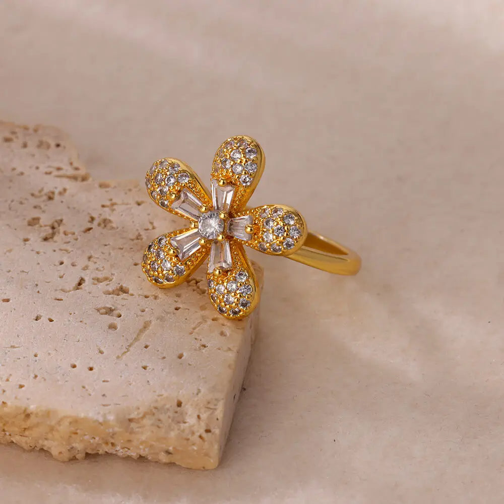 Cubic Zirconia Flower Ring