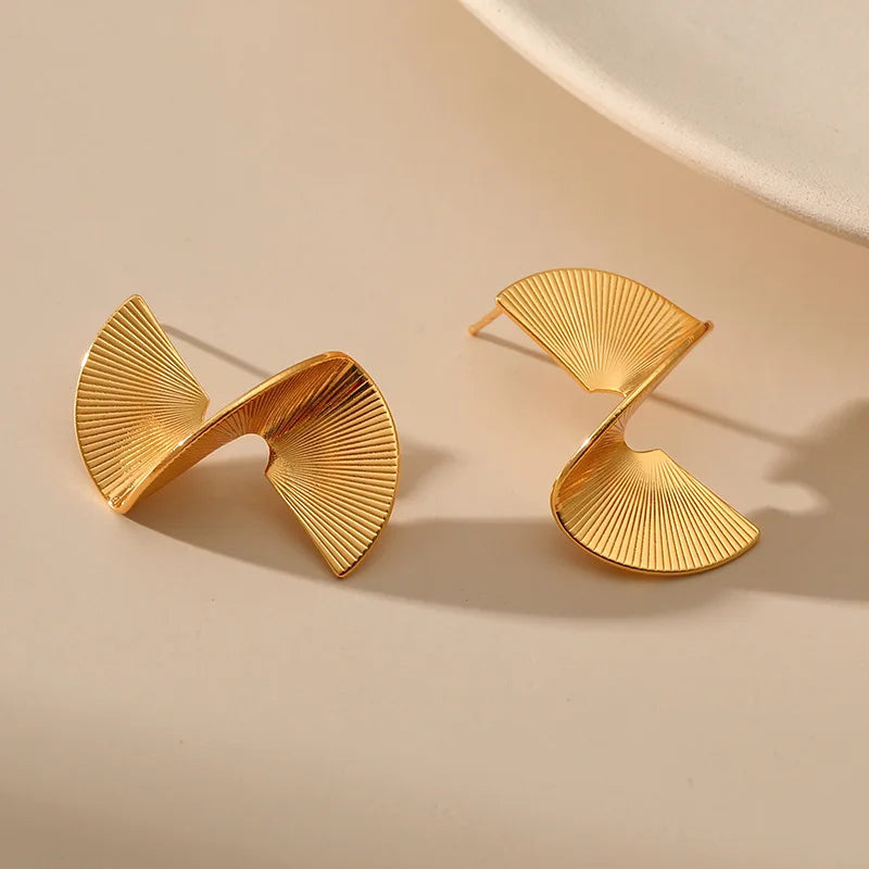 Gold Twisted Stud Earrings