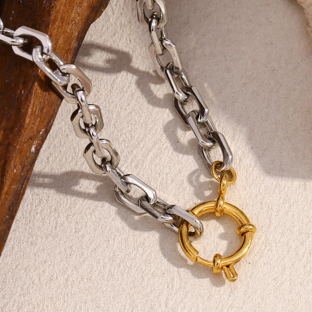 Dual Tone Buckle Necklace