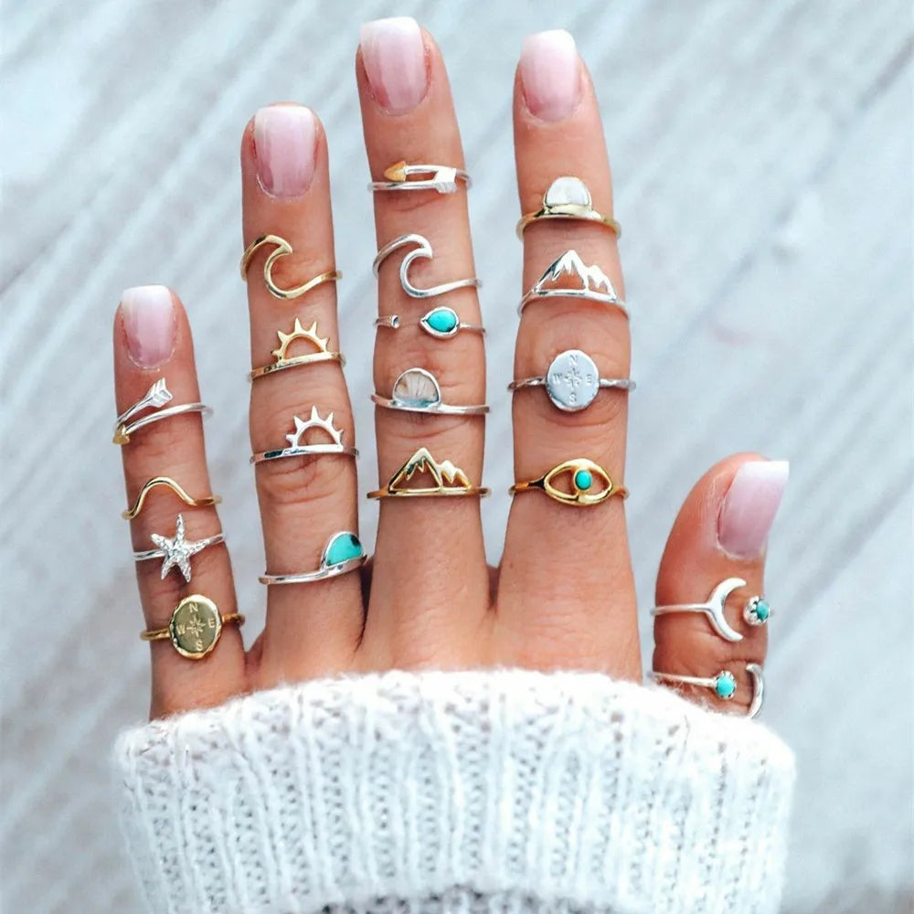 Knuckle Rings Set 19 PCS Vintage Knuckle Ring Set