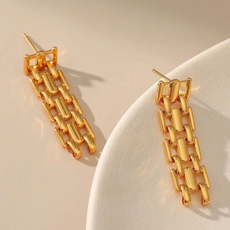 Long Woven Strap Earrings