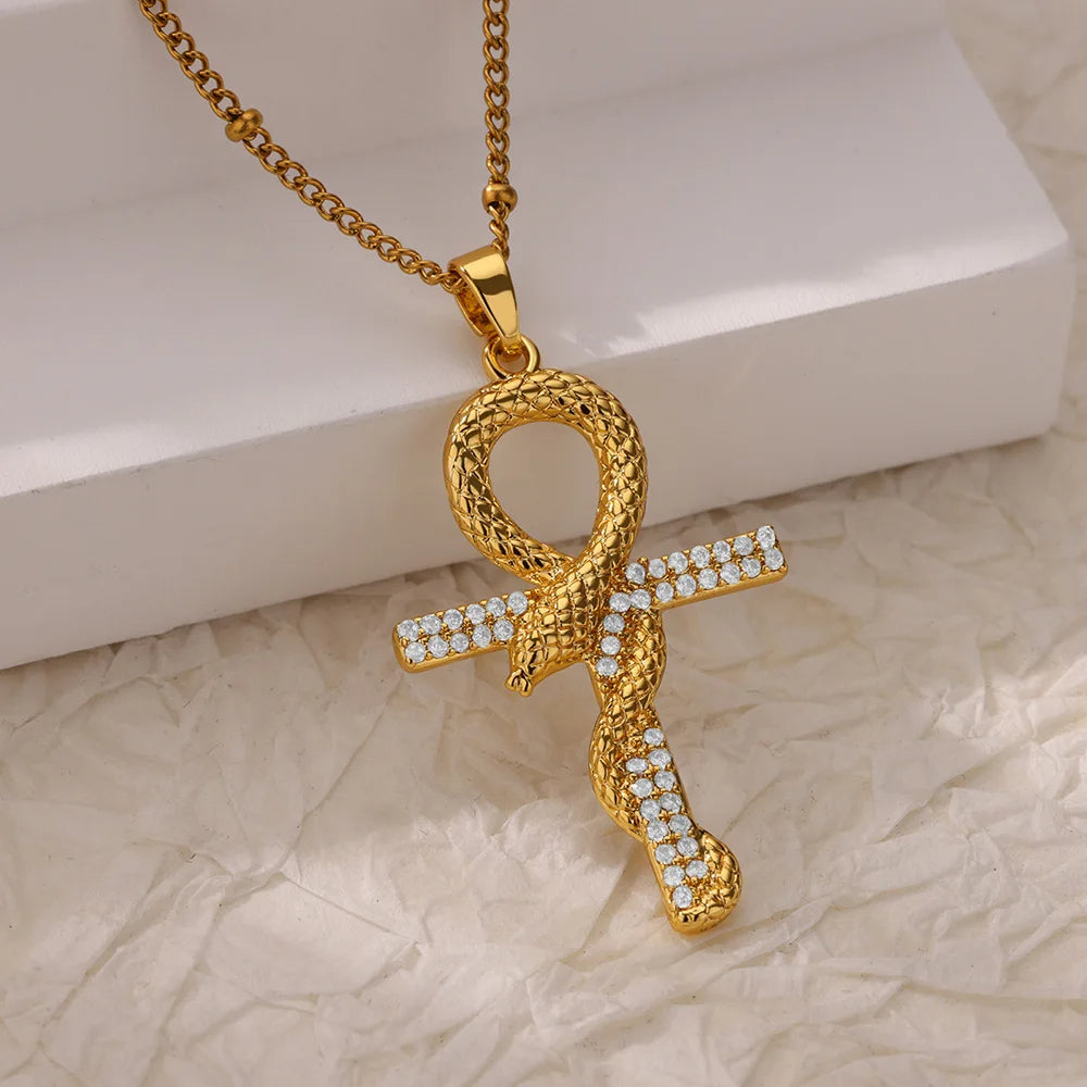 Snake Eating Cross Snake Cross Necklace