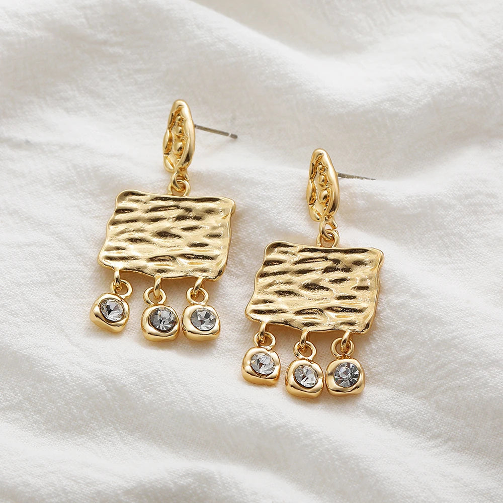 Hammered Square Drop Earrings