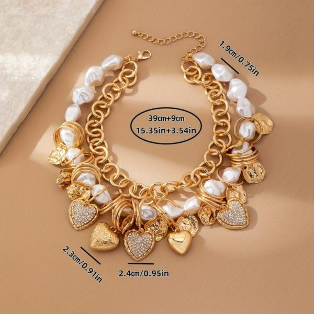 Chunky Boho Hearts Necklace