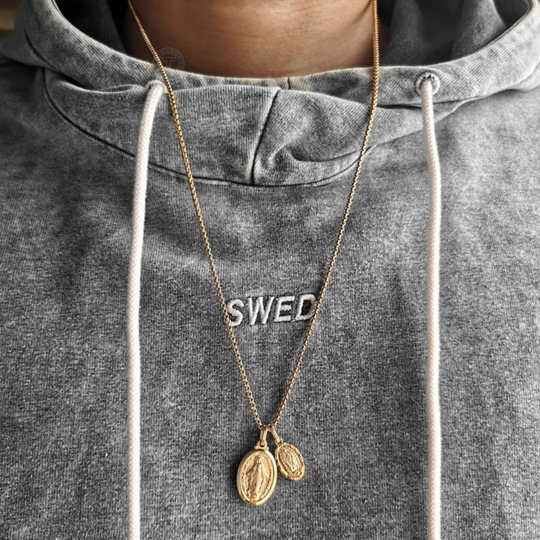 Double Virgin Mary Charm Necklace