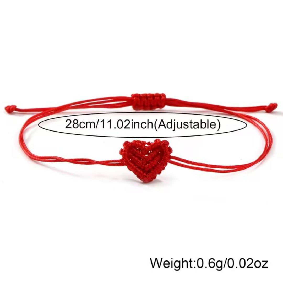 2 PCS Adjustable Woven Heart Bracelet