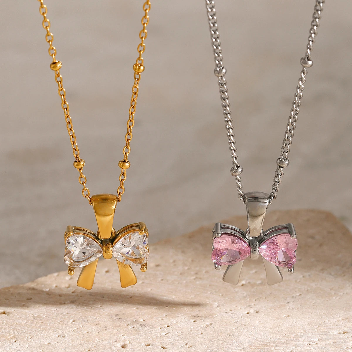 Zirconia Bow Necklace