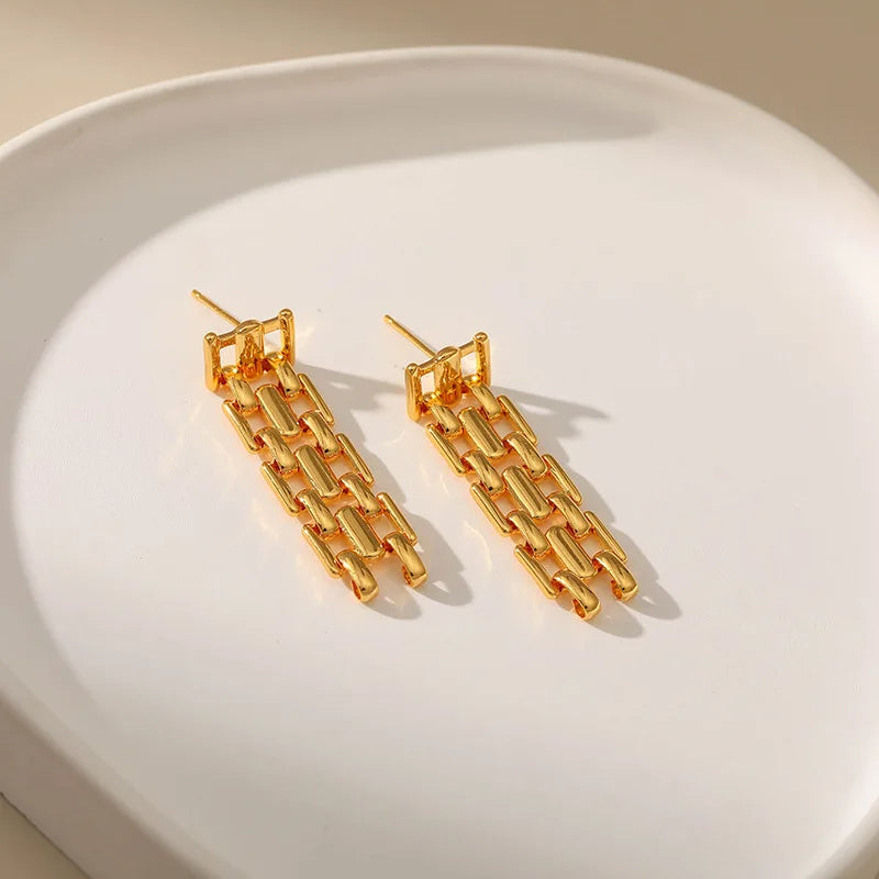 Long Woven Strap Earrings