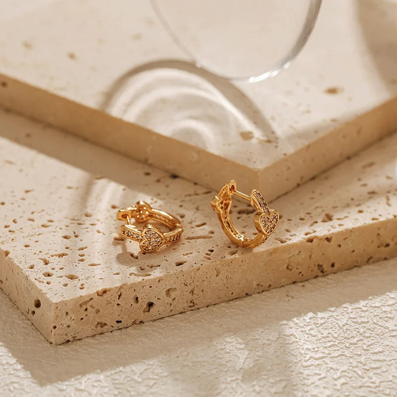 Inlaid Heart Hoop Earrings