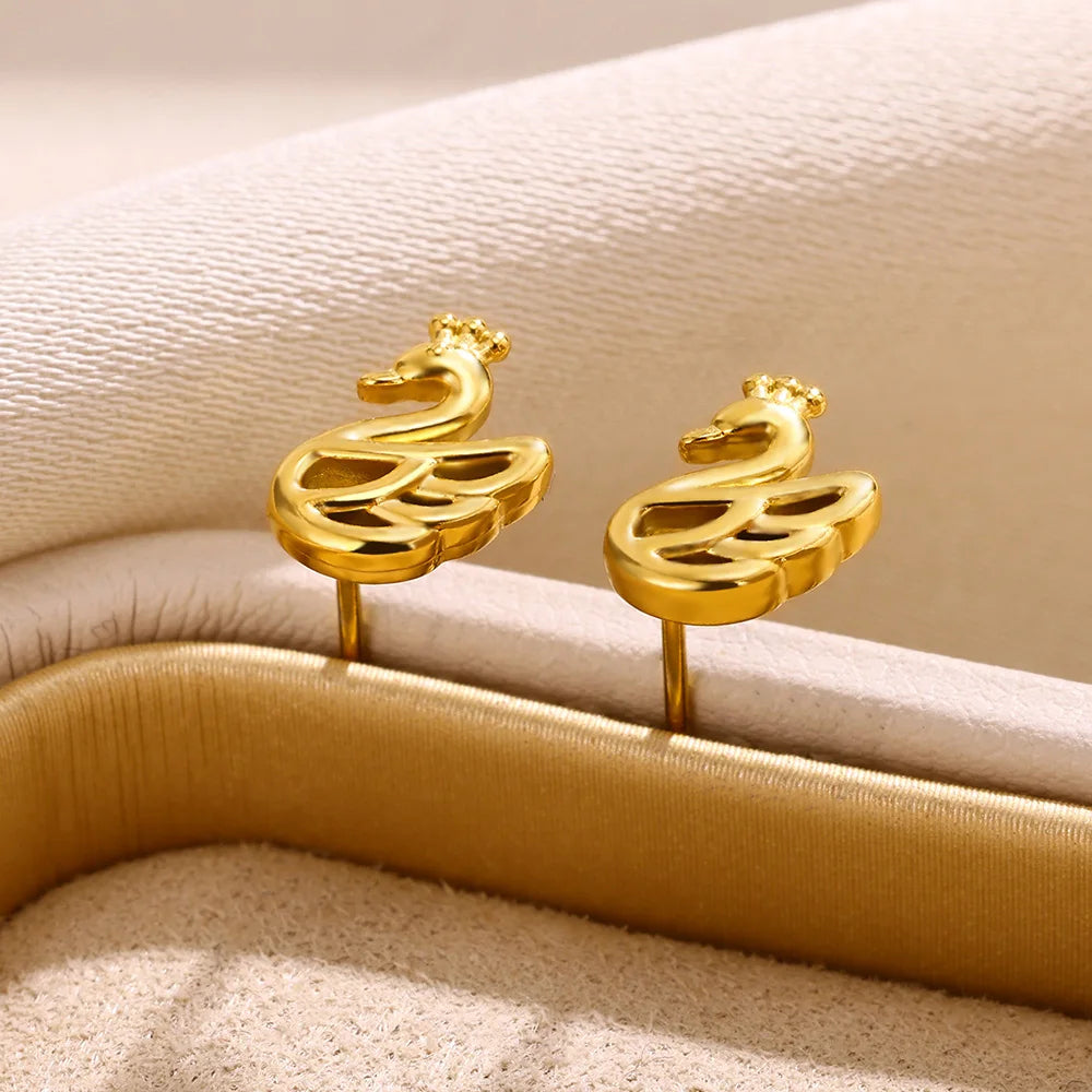 Swan Stud Earrings