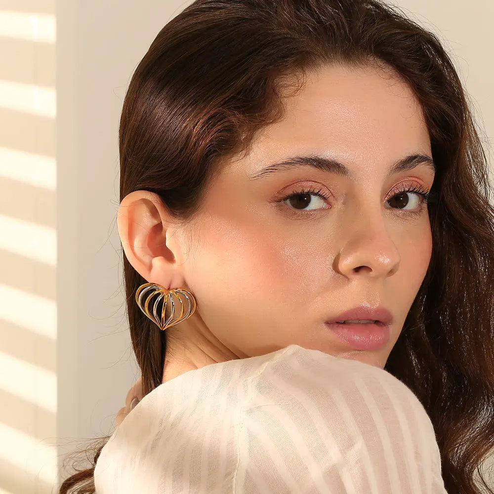 Striped Heart Earrings